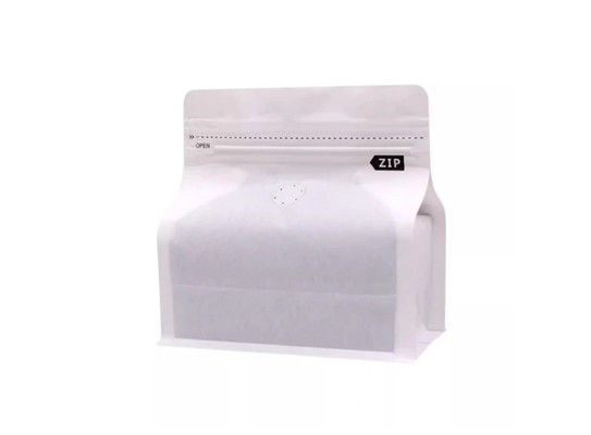 WHITE KRAFT PAPER FLAT BOTTOM POUCH WHOLESALE